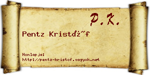 Pentz Kristóf névjegykártya